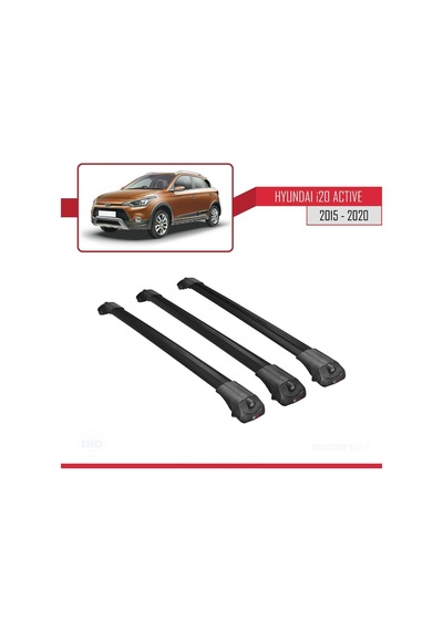 Hyundai İ20 Actıve 2015-2020 Arası İle Uyumlu Ace-1 Ara Atkı Tavan Barı Siyah 3 Adet Bar