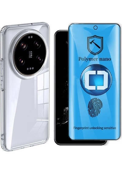 Vendas Xiaomi Mi 14 Ultra Kılıf Zore Volks Kapak + Polymer Nano Ekran Koruyucu Şeffaf