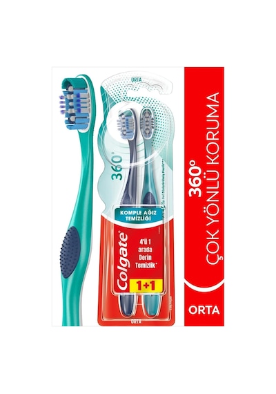 Colgate 360 Komple Ağız Temizliği Çok Yönlü Koruma Orta Diş Fırçası 2'li Diğer