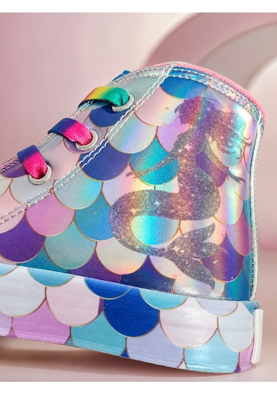 Mermaid Fermuarlı Hologram Kız Çocuk Sneakers Gri