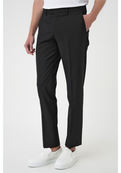 Efor Slim Fit Pilesiz Yün Klasik Siyah Kumaş Pantolon P 1191 Siyah