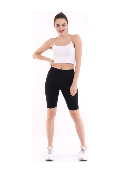 Self Clothing Kadın Siyah Penye Kumaş Yüksek Bel Kısa Tayt Slf1295