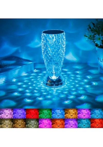 Kristal Masa Lambası Rgb Renk Değiştiren Gece Lambası 16 Renk Ve 4 Mod Dokunmatik Kontrol Diğer