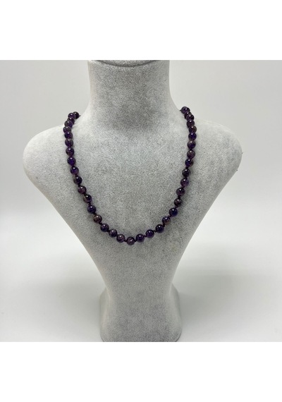 Yıldız Doğal Taş Ametist Doğal Taş 6 MM Makrome Kolye 45 CM - 55 CM Ayarlanabilir Mor