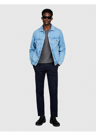 Sisley Slim Fit Vintage Efekt Chino Pantolon Erkek Lacivert Pantolon - 323a4dm6sf02y