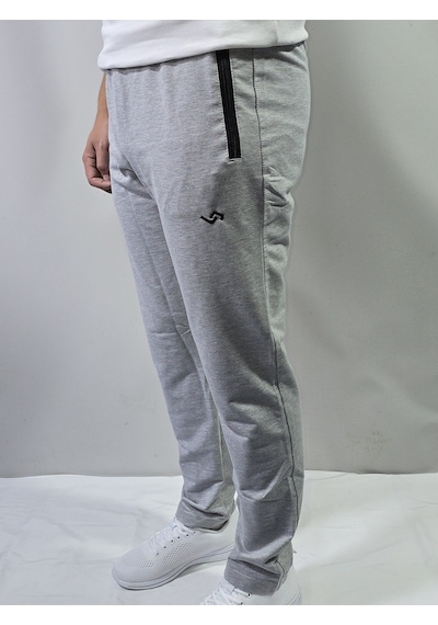 Jump Erkek Pamuklu Slim Fit Düz Paça Eşofman Altı Melanj Gri