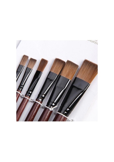 Hobialem Fırça Seti-1, Yağlı Boya Fırçası, 6 Lı Set, Resim Fırçası, Akrilik Boya Fırçası, Yassı Fırça
