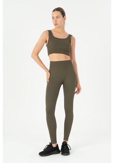 Maraton Slimfit Kadın Düz Yaka Haki- Bra Haki-