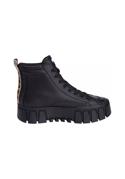 Tommy Hilfiger Kadın Leopar Detaylı Platform Tabanlı Bilekli Sneaker - Siyah Triple Black
