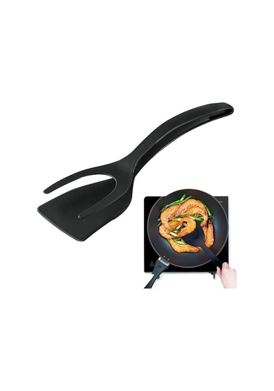 Yanmaz Yapışmaz Teflon Maşalı Spatula Plastik Siyah Diğer