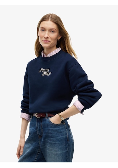 Tommy Hilfiger Scrıpt Regular C-nk Swt Kadın Mavi Sweatshirt - Ww0ww51598