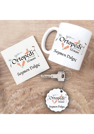 Ortopedi Uzmanı Hediye Seti Kupa Bardak+Altlık+Anahtarlık