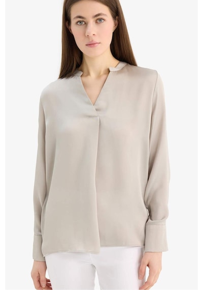 DeFacto Regular Fit Apaş Yaka Saten Uzun Kollu Bluz C3217AX25SPBG778