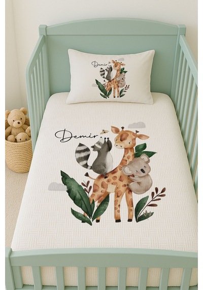 %100 Pamuk İsme Özel İsimli 100x150 Cm Pike Seti Koala Ve Arkadaşları