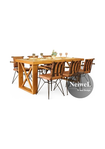 Neiwel Mai X Doğal Ahşap Yemek Masası-80-140 Açık Ceviz