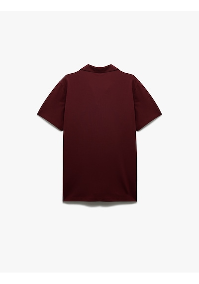 Koton Regular Fit Kısa Kollu Pike Kumaş Pamuklu Polo Yaka Tişört Bordo 6wam10027mk Bordo