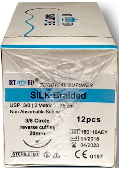 Rtmed İpek İplik No 3 Aşağı Keskin 3 / 8 20 MM 75 CM