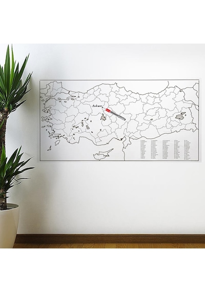 Yazılabilir Türkiye Haritası Manyetik Duvar Stickerı 110 X 56 Cm 1
