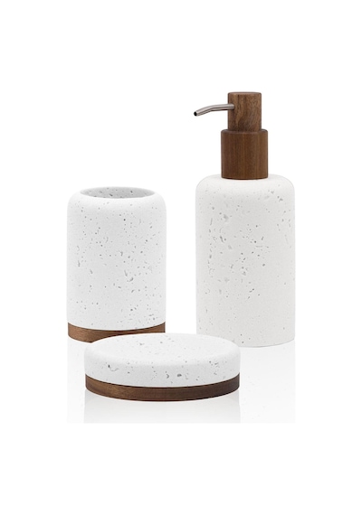 The Mia Travertine Banyo Seti Beyaz 3 Parça Çok Renkli