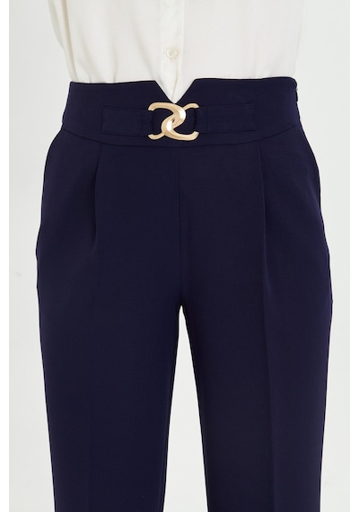 Lovelf Gold Aksesuarlı Bol Paça Pantolon Lacivert Lacivert