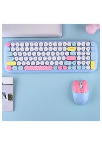 Geezer Candy Plus Kablosuz Klavye Mouse Seti 2.4g Yuvarlak Tuşlu 100 Tuş Renkli Set Optik