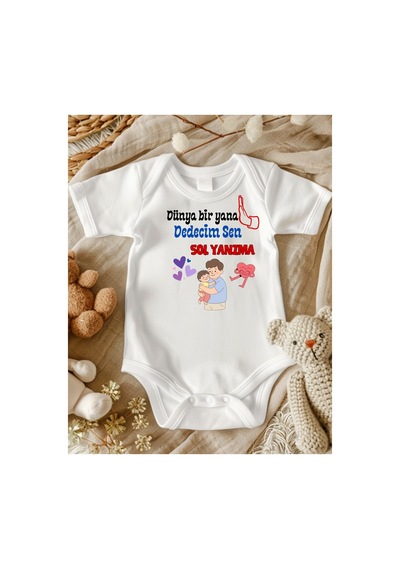 Lupi Dede Tasaımlı Bebek Zıbın % 100 Pamuk Unisex 220 ekru