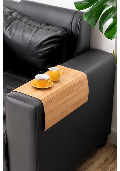 Bambu Koltuk Matı Ahşap Kanepe Koltuk Kenarı Sehpa Yan Sehpa Koltuk Katlanabilir Tepsisi 45x70 Bambu