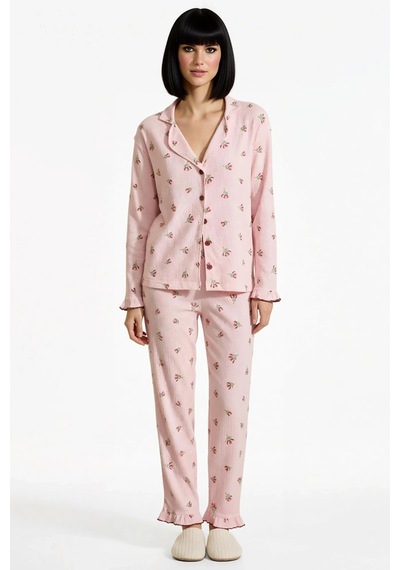 Benerly Kadın Gömlek Yaka Standart Kol Regular Kalıp Örme Pijama Takımı F Pembe Benerly Kadın Gömlek Yaka Standart Kol Regular Kalıp Örme Pijama Takımı F Pembe