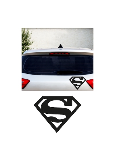 Superman Sticker, Oto Sticker, Kelebek Cam Sticker, Motor Sticker 18x14 Cm
