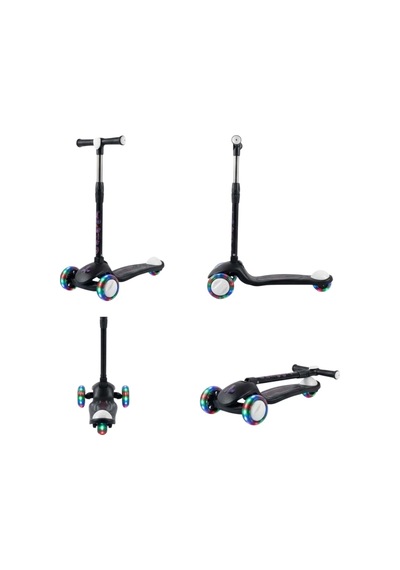 Scooter Pro Katlanabilir 3tekerli Led Işıklı 3kademeli Direksiyon 50kğ Taşıma Kapasiteli 3+yaş Siyah