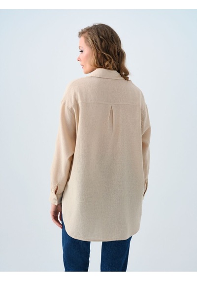 LOFT Loose Fit Kadın Gömlek U.kol Lf2038437 Q1.v1 Bej