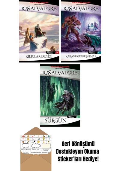 Kılıçlar Denizi Drizzt Efsanesi 13. Kitap + Karanlığın Kuşatması Drizzt Efsanesi 9. Kitap + Sürgün Drizzt Efsanesi 2. Kitap