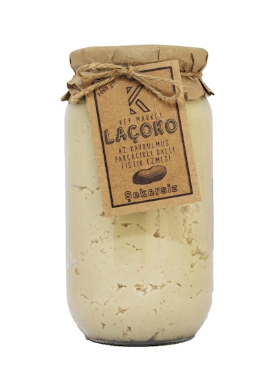Laçoko Şekersiz Katkısız Glutensiz Doğal Az Kavrulmuş Çiğ Parçacıklı Ballı Fıstık Ezmesi 1 KG