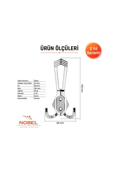 Has Portmanto Askısı, Metal Vestiyer Askısı, Krom, Duvar Ve Dolap Askılığı 5'li Set Vidalı
