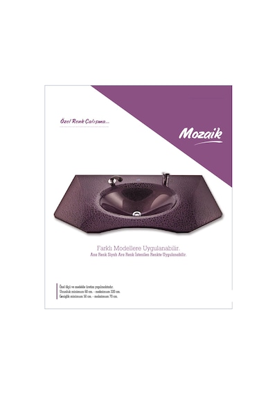 Cam Lavabo Mozaik Modeli 70 x 56 CM