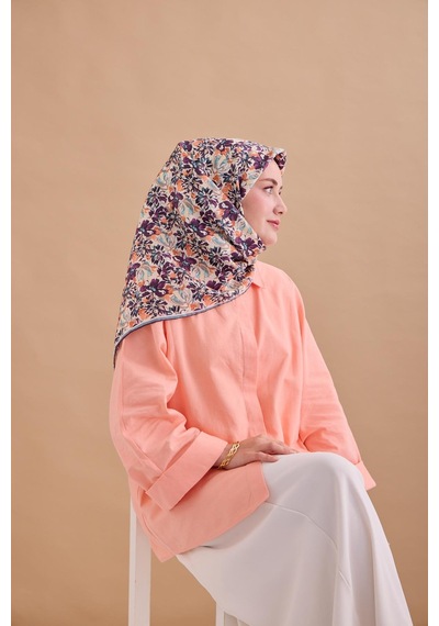 Silk Home Twill İpek Eşarp 11477-05 Ekru, Koyu Mor, Petrol Yeşili, Vizon