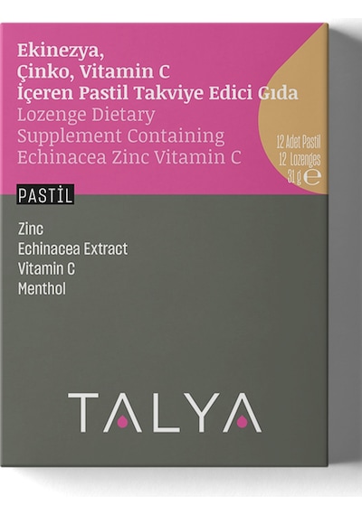 Talya Ekinezya Çinko Vitamin C İçeren Takviye Edici Gıda 12 Adet Pastil