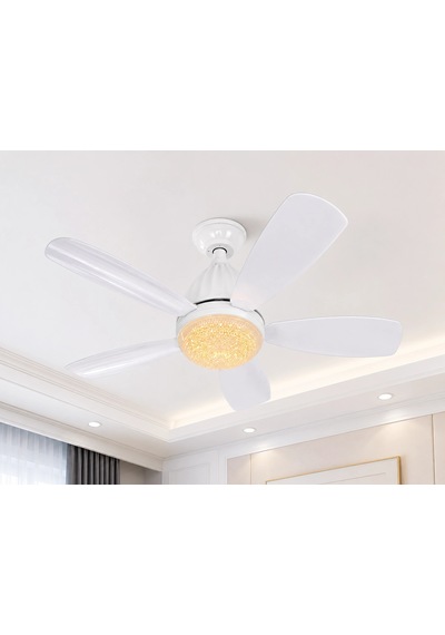 Bay 1 Adet Fim Kristal 30w Ledli 5 Kanat Tavan Vantilatörü 1154 Kumandalı 3 Renk E27 Duy Najmaddin