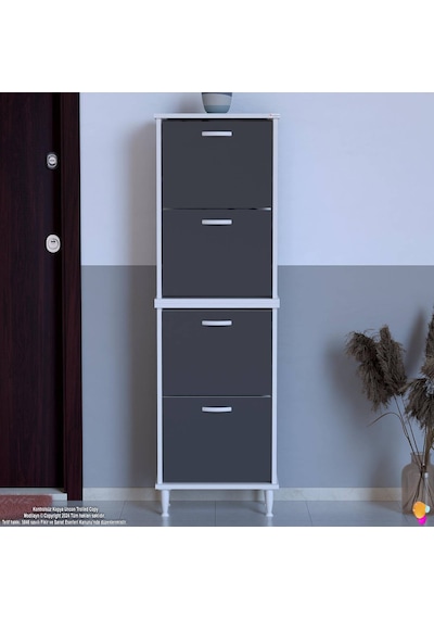Eliusta Elenio 52 Cm Genişlik Antrasit Renk Ayaklı 4 Kapaklı Ayakkabılık 52x168x26 Cm Ayakkabılık Antrasit Eliusta Elenio 52 Cm Genişlik Antrasit Renk Ayaklı 4 Kapaklı Ayakkabılık 52x168x26 Cm Ayakkabılık Antrasit