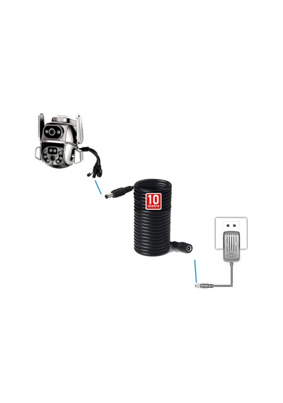 10 Metre Power Adaptör Uzatma Kablosu Wifi & Cctv Kamera Uyumlu 12v Dişi Erkek 22awg Kablo