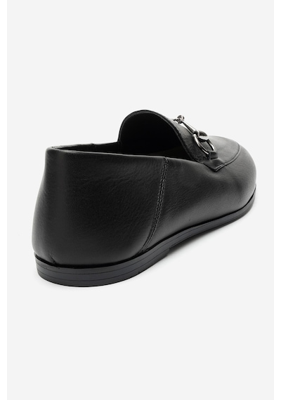 Luvishoes F03 Hakiki Deri Kadın Loafer Ayakkabı Siyah Cilt Siyah