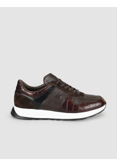 Cabani Hakiki Deri Kahverengi Bağcıklı Erkek Sneaker