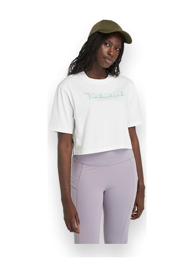 Timberland Tb0a5vs3 Cropped Sleeve Tee T Beyaz Kadın T-shirt