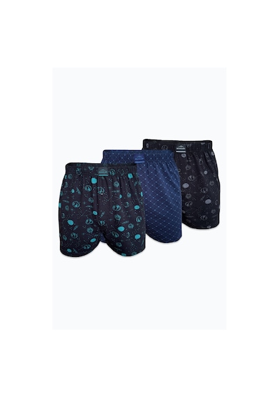 Malabadi Erkek 3 Lü Set-1 Premium Collection Desenli Geniş Kalıp Modal Boxer 3m254 Set-1