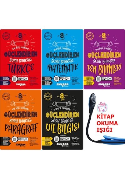 Ankara Yayıncılık 8 Sınıf Türkçe-matematik-fen Güçlendiren Soru Bankası Set + Kitap Okuma Işığı