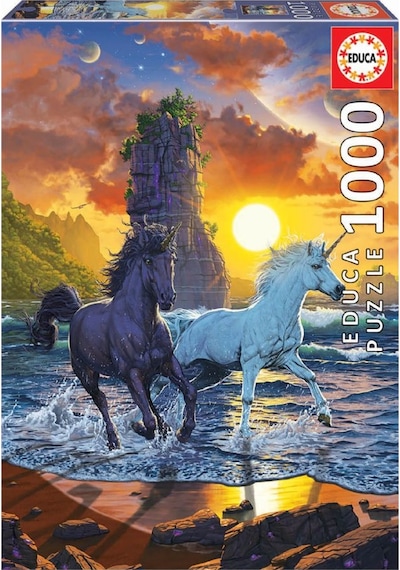 Educa 1000 Parça Sahilde Tek Boynuzlu Atlar Puzzle - Vincent Hie
