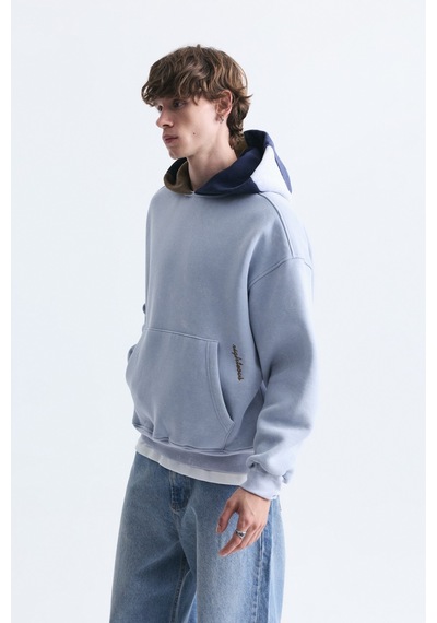 Vamos Boxy Fit Kapüşonlu Sweatshirt Bebe Mavi