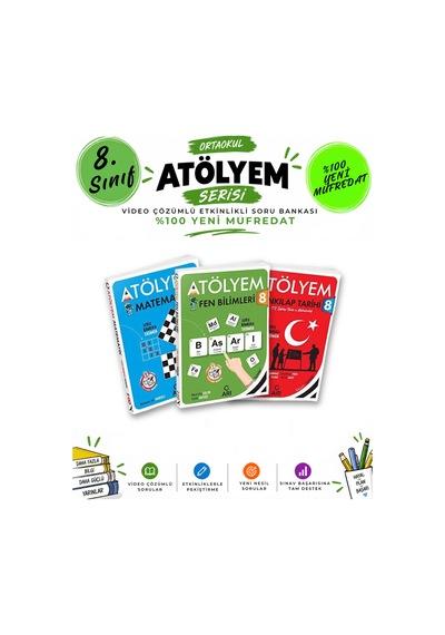 Arı Yayıncılık 8. Sınıf Matematik-fen-inkılap Lgs Hazırlık Atölyem Soru Bankası Seti