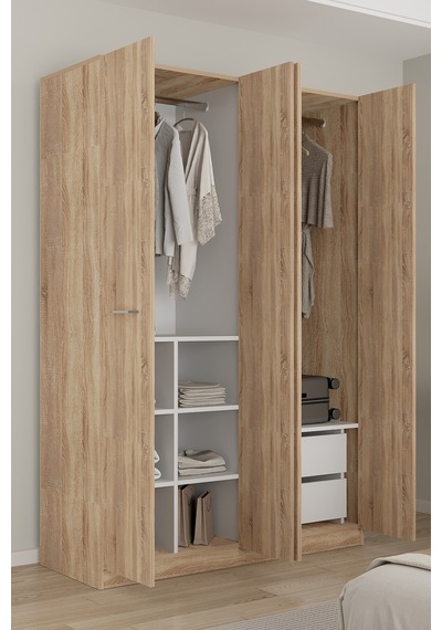 Aeka Ae-3191 Burç Aynalı 4 Kapaklı Çok Bölmeli Askılı Raflı Ve Çekmeceli 210x140x53cm Gardırop Sonomo - Sonomo Aeka Ae-3191 Burç Aynalı 4 Kapaklı Çok Bölmeli Askılı Raflı Ve Çekmeceli 210x140x53cm Gardırop Sonomo - Sonomo