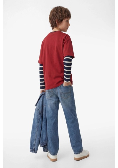 Koton Erkek Çocuk Beli Lastikli Düğmeli Rahat Kesim Denim Pantolon İndigo